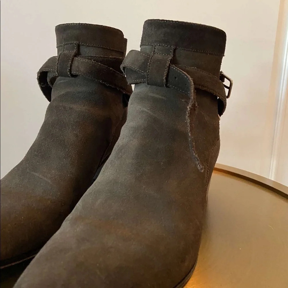 YSL Deep green suede ankle boots